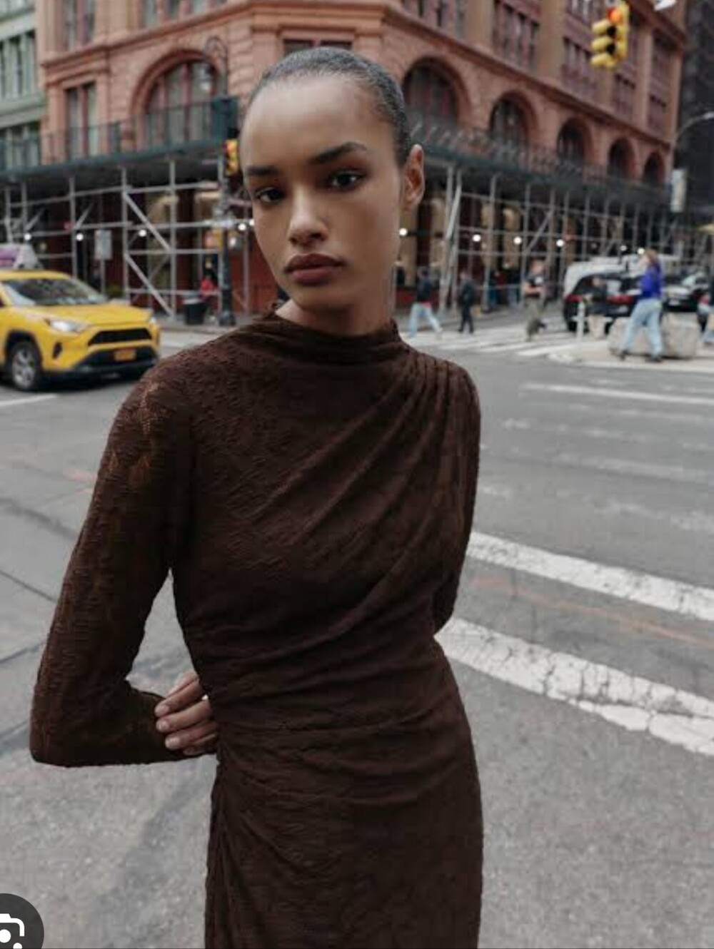ZARA POINTELLE DRAPED MIDI DRESS - Picture 4 of 9